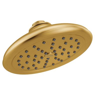 Click here to see Moen S6310BG Moen 7” Round One Function Raincan Shower Head with Immersion, 2.5 GPM, Brushed Gold - S6310BG
