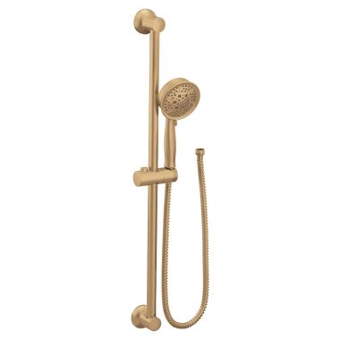 Click here to see Moen 3667EPBZG Moen Eco-Performance Handheld Shower with Slide Bar, Four-Function, 1.75 GPM, WaterSense, Bronzed Gold - 3667EPBZG