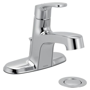 Click here to see Moen L45725 Moen Chateau One-Handle Low Arc Centerset Bathroom Faucet w/ Drain, 1.2 GPM, Chrome - L45725