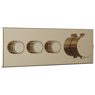 Click here to see Delta T67703-PN Delta MagnaChoice High Flow Push Button Thermostatic Trim with Three Outlets, Polished Nickel - T67703-PN