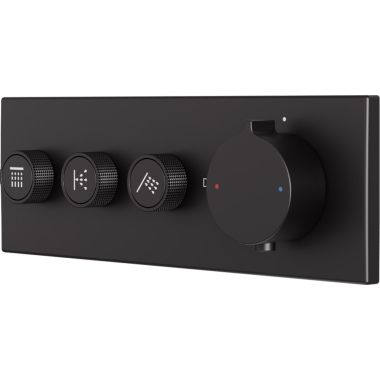 Click here to see Delta T67703-BL Delta MagnaChoice High Flow Push Button Thermostatic Trim with Three Outlets, Matte Black - T67703-BL