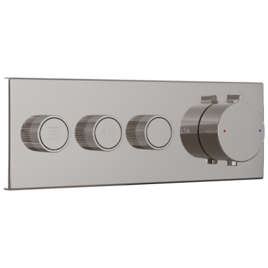 Click here to see Delta T67703 Delta MagnaChoice High Flow Push Button Thermostatic Trim with Three Outlets, Polished Chrome - T67703