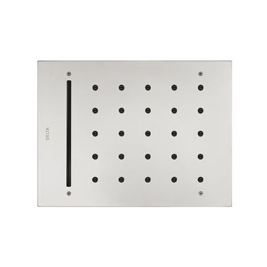 Click here to see Delta ISH1115 Delta MagnaFlow Bud Multi Function Rectangular Shower Head with H2Okinetic and Cascade Flow, Polished Chrome - ISH1115