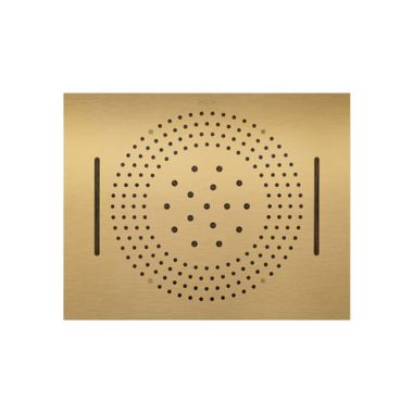 Click here to see Delta ISH1114-PG Delta MagnaFlow Multi-Function RainCan Showerhead with H2Okinetic Technology and Cascade Flow, Touch-Clean, Polished Gold - ISH1114-PG