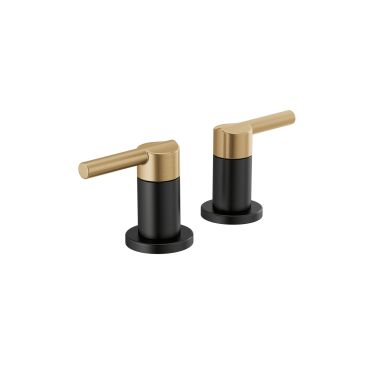 Click here to see Delta RP101373GZ Delta Nicoli Widespread Bathroom Faucet Lever Handle Assembly, Matte Black/Champagne Bronze - RP101373GZ