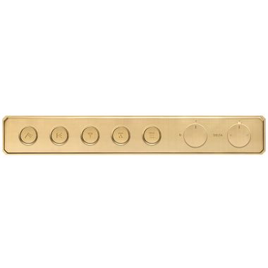 Click here to see Delta T87705-CZ Delta MagnaChoice High Flow Push Button Thermostatic Valve Trim, 5 Outlet, Champagne Bronze - T87705-CZ 