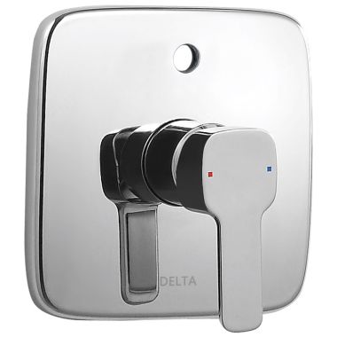Click here to see Delta T853339 Delta Kami In-Wall Valve Trim with Push Button Diverter, Lever Handle, Polished Chrome - T853339