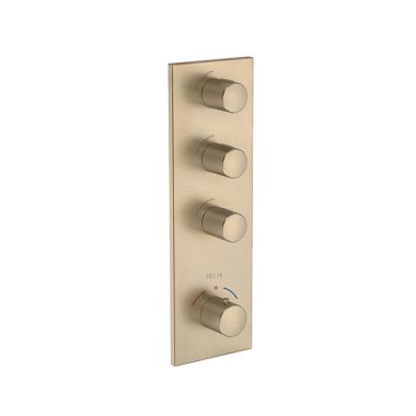 Click here to see Delta T999001-CZ Delta MagnaSpin High Flow Thermostatic Valve Trim with 3 Outlet, Champagne Bronze - T999001-CZ