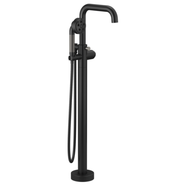 Click here to see Brizo T70135-BLSLLHP Brizo Litze Single-Handle Freestanding Tub Filler with H2Okinetic Hand Shower, 1.75 GPM, Matte Black/Brilliance Luxe Steel - T70135-BLSLLHP