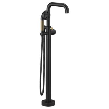 Click here to see Brizo T70135-BLGLLHP Brizo Litze Single-Handle Freestanding Tub Filler with H2Okinetic Hand Shower, WaterSense, .75 GPM,  Matte Black/Brilliance Luxe Gold - T70135-BLGLLHP