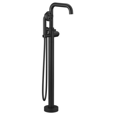 Click here to see Brizo T70135-BLLHP Brizo Litze Single-Handle Freestanding Tub Filler with H2Okinetic Hand Shower, Single-Hole, 1.75 GPM, WaterSense, Matte Black - T70135-BLLHP