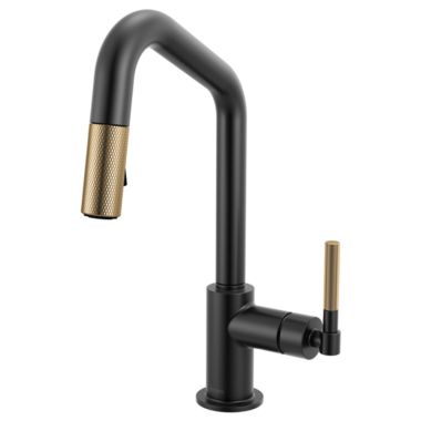 Click here to see Brizo 63963LF-BLGL Brizo Litze Pull-Down Prep Faucet with Angle Spout - Knurled Handle, 1.8 GPM, Matte Black/Brilliance Luxe Gold - 63963LF-BLGL 