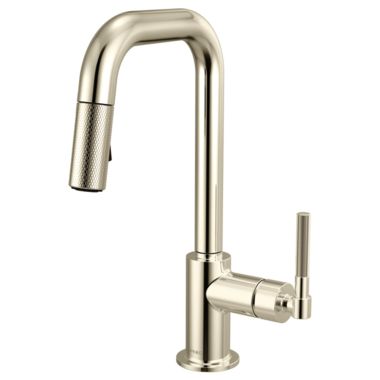 Click here to see Brizo 63953LF-PN Brizo Litze Pull-Down Prep Faucet with Square Spout - Knurled Handle, 1.8 GPM, Polished Nickel - 63953LF-PN