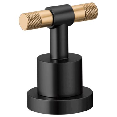 Click here to see Brizo HL633-BLGL Brizo Metal T-Lever Handle Kit for Litze Roman Tub Faucet with Textural Knurling Detail, ADA, Matte Black/Brilliance Luxe Gold - HL633-BLGL