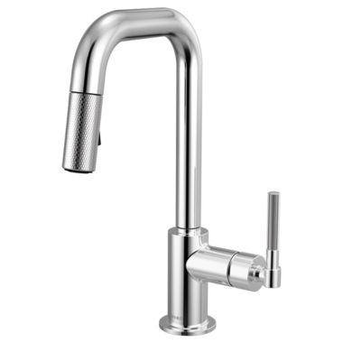 Click here to see Brizo 63953LF-PC Brizo Litze Pull-Down Prep Faucet with Square Spout - Knurled Handle, 1.8 GPM, Polished Chrome - 63953LF-PC