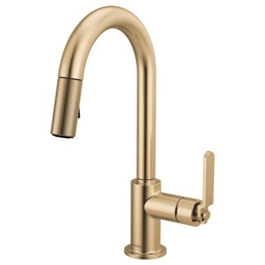 Click here to see Brizo 63944LF-GL Brizo Litze Pull-Down Prep Faucet with Arc Spout - Industrial Handle, 1.8 GPM, Brilliance Luxe Gold - 63944LF-GL 