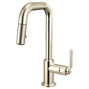 Click here to see Brizo 63954LF-PN Brizo Litze Pull-Down Prep Faucet with Square Spout - Industrial Handle, 1.8 GPM, Polished Nickel - 63954LF-PN