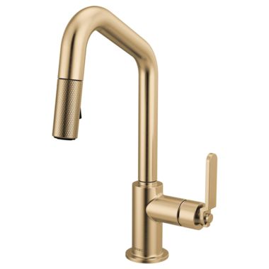 Click here to see Brizo 63964LF-GL Brizo Litze Pull-Down Prep Faucet with Angle Spout - Industrial Handle, 1.8 GPM, Brilliance Luxe Gold - 63964LF-GL 
