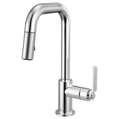 Click here to see Brizo 63954LF-PC Brizo Litze Pull-Down Prep Faucet with Square Spout - Industrial Handle, 1.8 GPM, Polished Chrome - 63954LF-PC