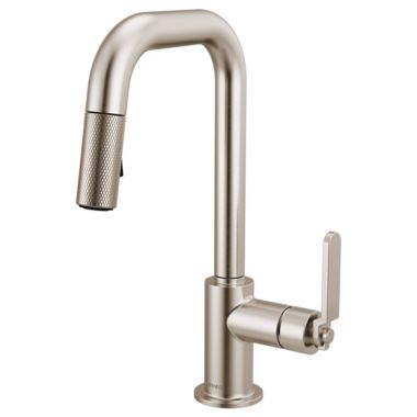 Click here to see Brizo 63954LF-SS Brizo Litze Pull-Down Prep Faucet with Square Spout - Industrial Handle, 1.8 GPM, Stainless - 63954LF-SS
