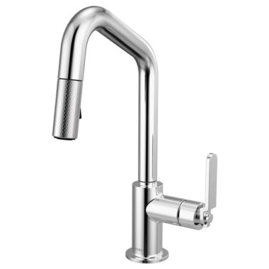 Click here to see Brizo 63964LF-PC Brizo Litze Pull-Down Prep Faucet with Angle Spout - Industrial Handle, 1.8 GPM, Polished Chrome - 63964LF-PC