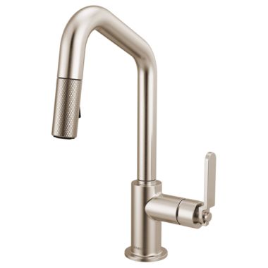 Click here to see Brizo 63964LF-SS Brizo Litze Pull-Down Prep Faucet with Angle Spout - Industrial Handle, 1.8 GPM, Stainless Steel - 63964LF-SS