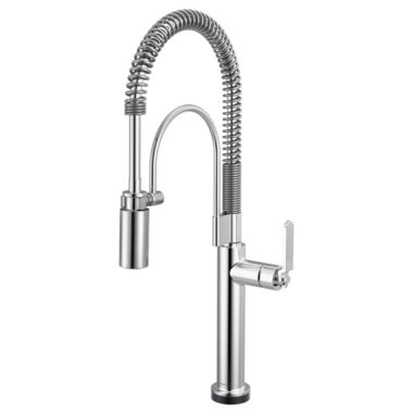 Click here to see Brizo 64344LF-PC Brizo Litze Smarttouch Semi-Pro Kitchen Faucet with Industrial Handle, MagneDock, DIAMOND Seal, 1.8 GPM, ADA, Polished Chrome - 64344LF-PC