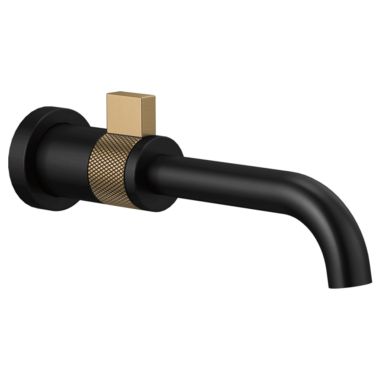 Click here to see Brizo T65735LF-BLGL-ECO Brizo Litze Single-Handle Wall-Mount Bathroom Faucet, Less Drain, 1.2 GPM, WaterSense, Matte Black/Brilliance Luxe Gold - T65735LF-BLGL-ECO