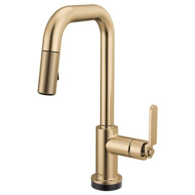 Click here to see Brizo 64954LF-GL Brizo Litze Smart Touch Pull-Down Prep Faucet With Square Spout, Industrial Lever Handle, 1.8 GPM, Diamond Seal, MagneDock, Touch-Clean, Brilliance Luxe Gold - 64954LF-GL