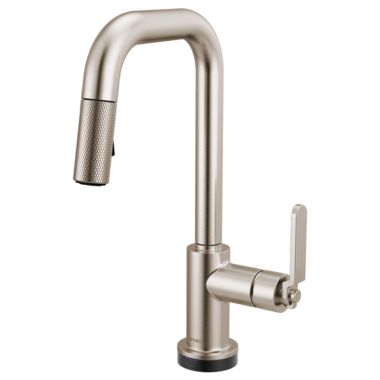 Click here to see Brizo 64954LF-SS Brizo Litze Smart Touch Pull-Down Prep Faucet With Square Spout, Industrial Lever Handle, 1.8 GPM, Diamond Seal, MagneDock, Touch-Clean, Brilliance Stainless - 64954LF-SS