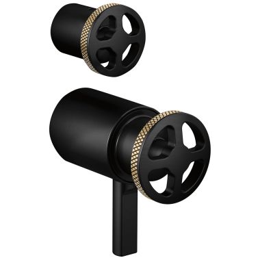 Click here to see Brizo HW7532-BLGL Brizo Litze Wheel Handle Kit for Litze TempAssure Thermostatic Valve with Diverter Trim, ADA, Matte Black/Brilliance Luxe Gold - HW7532-BLGL