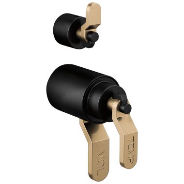 Click here to see Brizo HL7534-BLGL Brizo Industrial Lever Handle Kit for Litze Thermostatic Valve with Diverter Trim,  ADA, Matte Black/Brilliance Luxe Gold - HL7534-BLGL