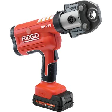 Click here to see Ridgid 31038 Ridgid 31038 Model RP 210-B Battery Operated Pressing Tool With Pureflow Jaws 