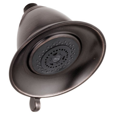 Click here to see Delta RP34355RB Delta Universal Showering Premium 3-Setting Wall-Mount Shower Head with Touch-Clean Holes, 2.5 GPM, Venetian Bronze - RP34355RB