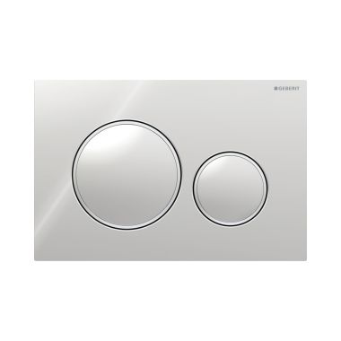 Click here to see Geberit 115.882.KH.1 Geberit Sigma20 Dual-Flush Round Actuator Plate For Concealed Tanks, Matte Chrome Accent, Polished Chrome - 115.882.KH.1