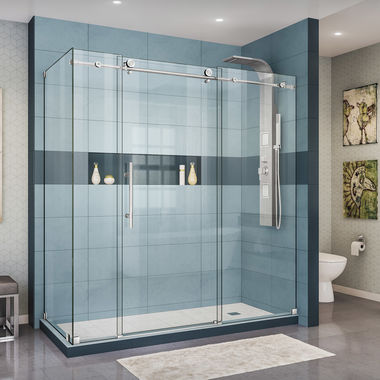 Click here to see Dreamline SHEN-6132721-08 DreamLine SHEN-6132721-08 Enigma-X Frameless Sliding Shower Enclosure - Polished Stainless Steel
