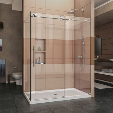 Click here to see Dreamline SHEN-6132601-08 DreamLine SHEN-6132601-08 Enigma-X Frameless Sliding Shower Enclosure - Polished Stainless Steel