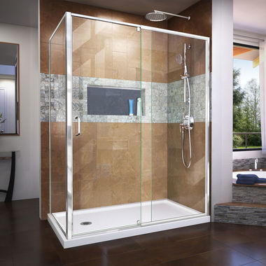 Click here to see Dreamline DL-6720L-01CL DreamLine DL-6720L-01CL Flex Semi-Frameless Clear Pivot Shower Enclosure - Chrome