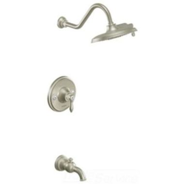 Click here to see Moen TS32104EPBN Moen Weymouth Posi-Temp Tub/Shower Faucet with 1.75 GPM Rainshower, 2-Function, Single Lever Handle, M-PACT, Immersion, Brushed Nickel - TS32104EPBN