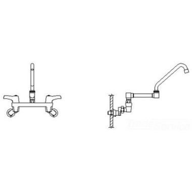 Click here to see Delta 28C4943-AC-R17 Delta 28C4943-AC-R17 CER-TECK Wallmount Service Faucet, Gooseneck, Hooded Lever, Aerator, Adj Centers, No Integral Stops, Chrome