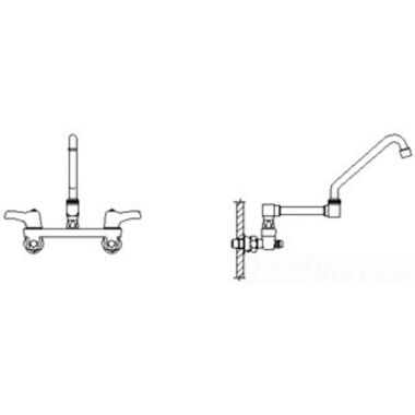 Click here to see Delta 28C6943-R17 Delta 28C6943-R17 CER-TECK Wallmount Service Faucet, Gooseneck, Hooded Lever, Aerator, Integral Stops, Chrome