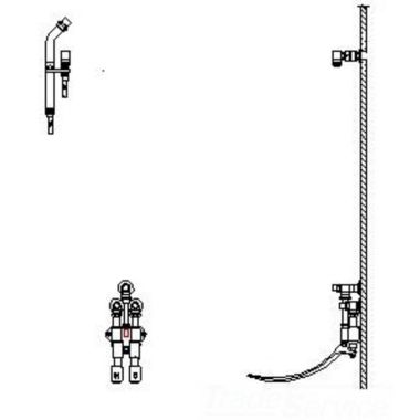 Click here to see Delta 54T1451A Delta 54T1451A Wallhung Bedpan Cleanser w/ Double Pedal Valve, Spray, Spout End Vac. Breaker