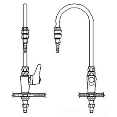 Click here to see Delta W6601-9-C Delta W6601-9-C Teck Deckmount Lever Blade Handle Lab Faucet w/ Gooseneck, In-Line Dual Check, Fits 1
