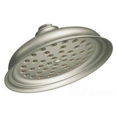 Click here to see Moen S136EPBN Moen Isabel 7in Single-Function Rainshower Shower Head, Round, Immersion Technology, LifeShine, Eco-Performance, 2.0 GPM, Brushed Nickel - S136EPBN