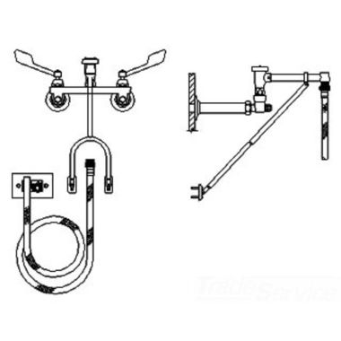 Click here to see Delta 28C2995 Delta 28C2995 CER-TECK Wallmount Service Faucet, Wrist w/ Sanitary Hood, Chrome