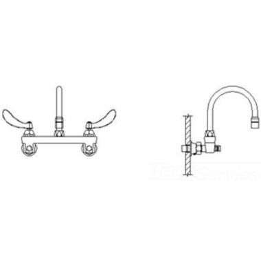 Click here to see Delta 28C6944-R3 Delta 28C6944-R3 CER-TECK Wallmount Service Faucet, Gooseneck, Blade w/ Sanitary Hood, Aerator, Integral Stops, Chrome