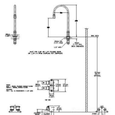 Click here to see Delta 54T5432A-R5 Delta 54T5432A-R5 Floor-Mounted Double Foot Pedal Surgeon Scrub-Up Valve w/ Deckmount R5 Spout, VR Laminar, 1.5 gpm