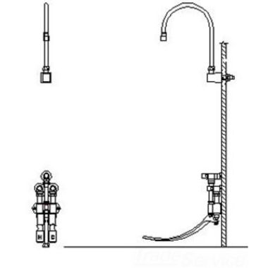 Click here to see Delta 54T5322A-R7 Delta 54T5322A-R7 Wall-Hung Double Foot Pedal Surgeon Scrub-Up Valve w/ Wallmount R7 Spout, VR Laminar, 1.5 gpm