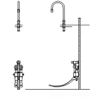 Click here to see Delta 54T5334A-R4 Delta 54T5334A-R4 Wall-Hung Double Foot Pedal Surgeon Scrub-Up Valve w/ Deckmount R4 Spout, Aerator, 1.5 gpm