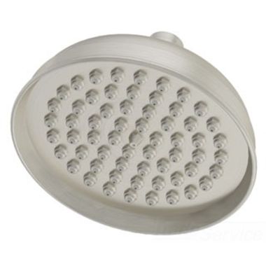Click here to see Symmons 4-166-STN Symmons 6in Round Single-Mode Rain Shower Head with Ball Joint Connection, 2.0 GPM, Satin Nickel - 4-166-STN